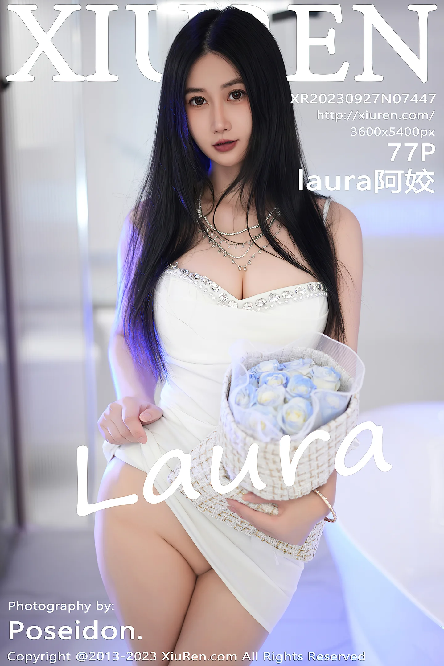 [XiuRen秀人网]VOL.7447 模特laura阿姣性感白色吊带短裙配白色高跟秀完美身材迷人写真77P-秀人网官方网站